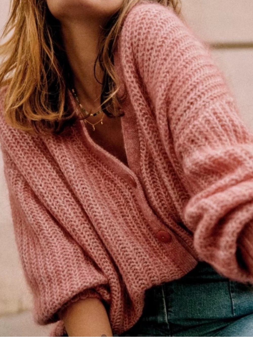 Sézane Achille cardigan, mottled pink